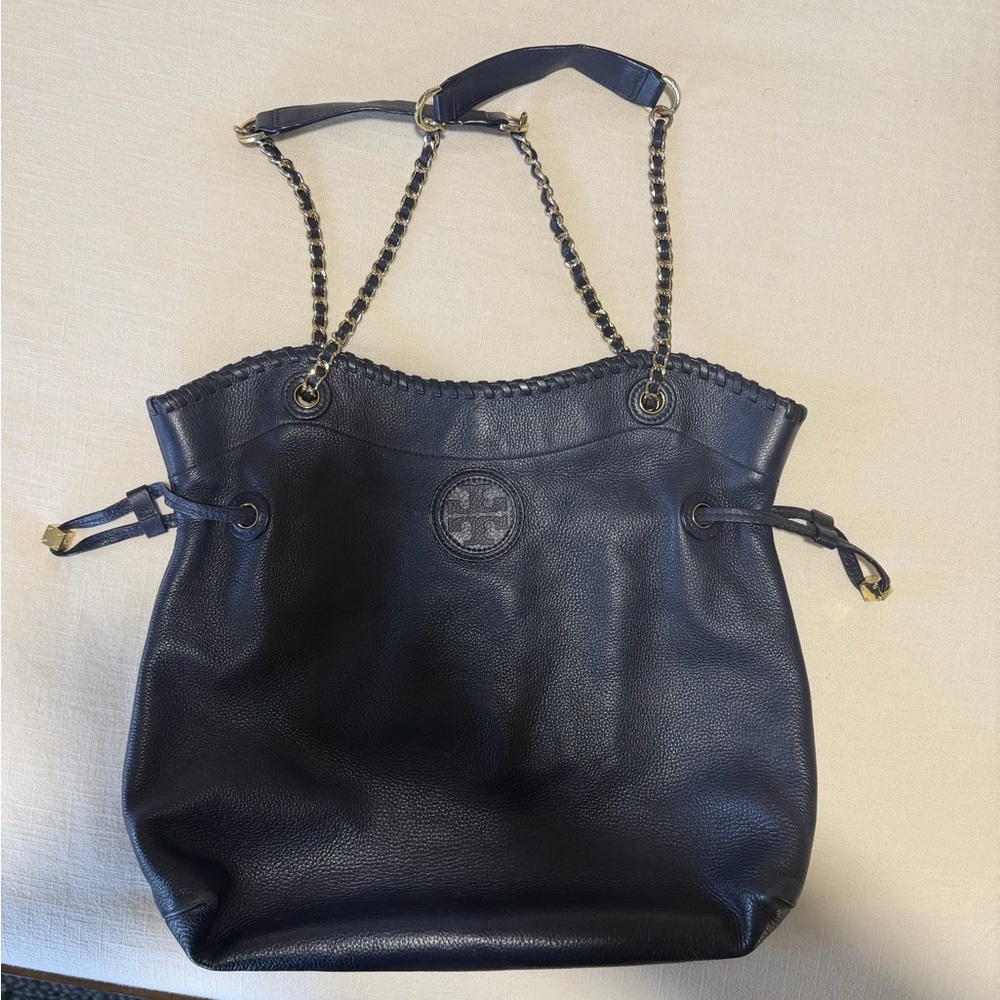 Tory Burch Dark Blue Leather Shoulder Bag